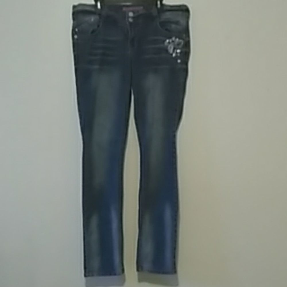 GLO Skinny Jeans Blue Denim Sequin Details